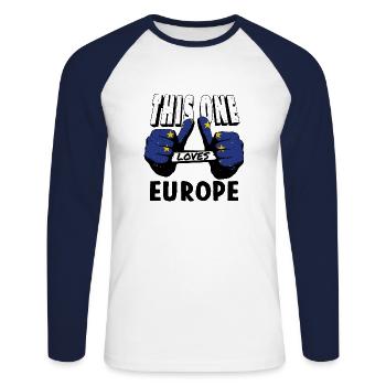 Europe Flag EU Euro European Flag - Unisex Long Sleeve Baseball T-Shirt - white/navy - Front - Nik (191cm)