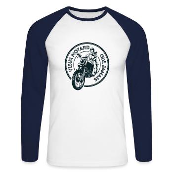 Biker Man Motorcycle Gift Motorcycle Bikers - Unisex Long Sleeve Baseball T-Shirt - white/navy - Front - Nik (191cm)