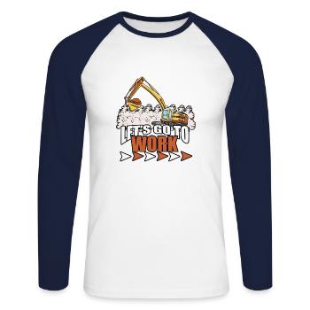 Bagger Baustelle Bauarbeiterin Mädchen I Geschenk - Unisex Baseballshirt langarm - Weiß/Navy - Vorne - Nik (191cm)