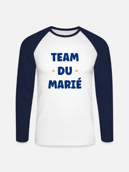 team du marié - T-shirt baseball manches longues Homme - blanc/marine