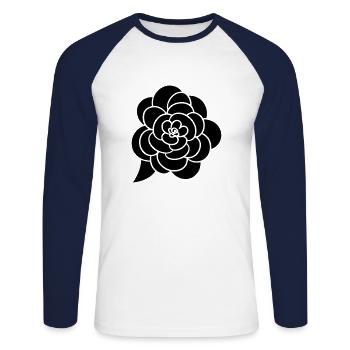 Blume - Unisex Baseballshirt langarm - Weiß/Navy - Vorne - Nik (191cm)