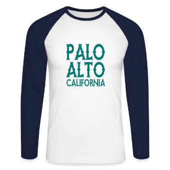 Palo Alto California United States of America USA - Unisex Baseballshirt langarm - Weiß/Navy - Vorne - Nik (191cm)