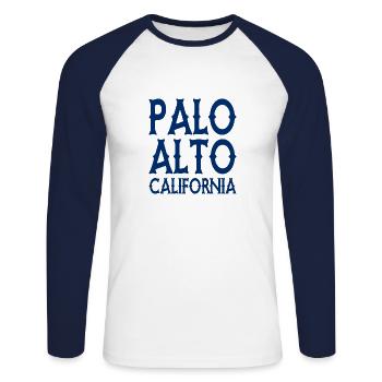 Palo Alto California United States of America USA - Unisex Baseballshirt langarm - Weiß/Navy - Vorne - Nik (191cm)