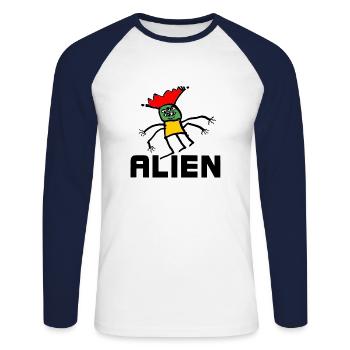 Alien - Unisex Long Sleeve Baseball T-Shirt - white/navy - Front - Nik (191cm)