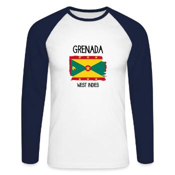 Grenada - Saint George ́s - Caribbean - West Indies - Unisex Long Sleeve Baseball T-Shirt - white/navy - Front - Nik (191cm)