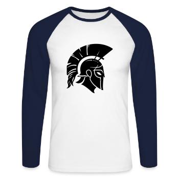 Sparta Spartanischer Krieger - Unisex Baseballshirt langarm - Weiß/Navy - Vorne - Nik (191cm)