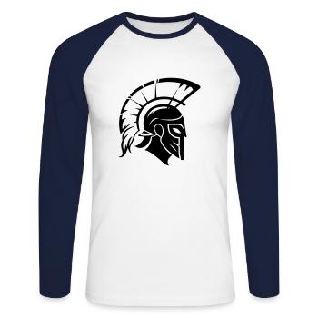 Sparta Spartanischer Krieger - Unisex Baseballshirt langarm - Weiß/Navy - Vorne - Nik (191cm)