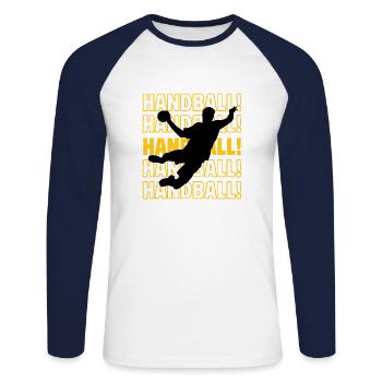 Handball Handball Handball - Unisex Baseballshirt langarm - Weiß/Navy - Vorne - Nik (191cm)