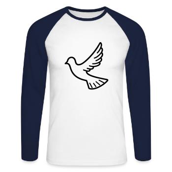 Colombe - T-shirt baseball manches longues Homme - blanc/marine - Devant - Nik (191cm)