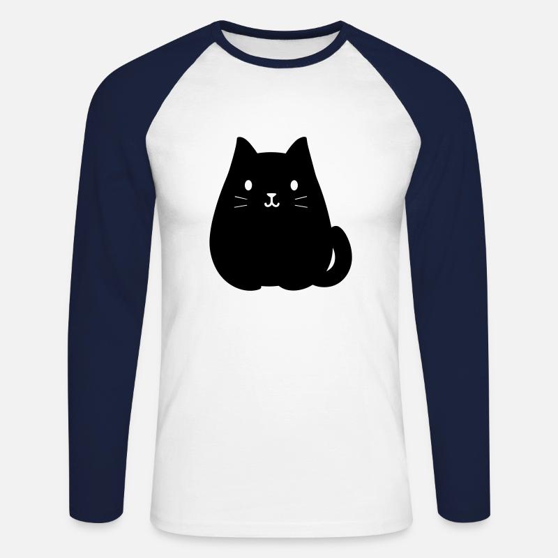 Katze - Unisex Baseballshirt langarm - Weiß/Navy