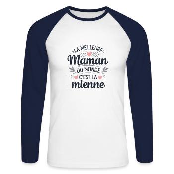 World's Best Mom - Unique Christmas Design - Unisex Long Sleeve Baseball T-Shirt - white/navy - Front - Nik (191cm)