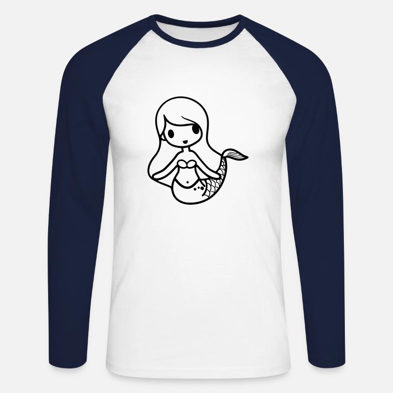 Meerjungfrau - Unisex Baseballshirt langarm - Weiß/Navy