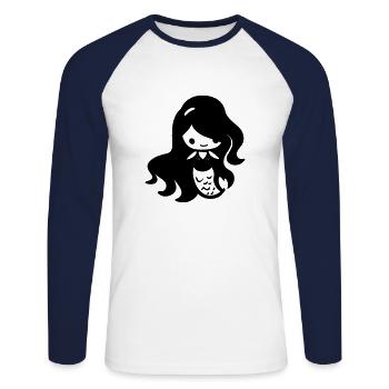 Meerjungfrau - Unisex Baseballshirt langarm - Weiß/Navy - Vorne - Nik (191cm)
