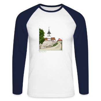 Hainsfarth // Illustration - Unisex Baseballshirt langarm - Weiß/Navy - Vorne - Nik (191cm)