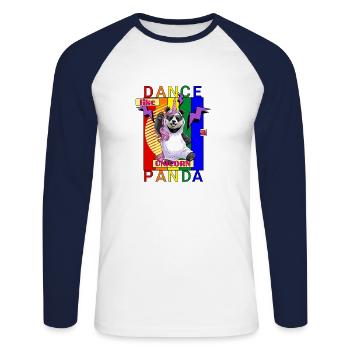 "Dance like a Unicorn Panda" - Unisex Baseballshirt langarm - Weiß/Navy - Vorne - Nik (191cm)