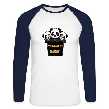 "Too Cute To Be True!" - Unisex Baseballshirt langarm - Weiß/Navy - Vorne - Nik (191cm)