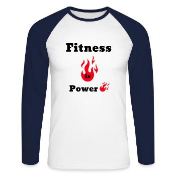 Fitness ist Power - Activewear Athletes - Unisex Baseballshirt langarm - Weiß/Navy - Vorne - Nik (191cm)