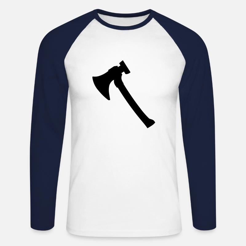 Axt - Unisex Baseballshirt langarm - Weiß/Navy