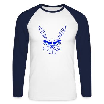 Lapin Monstre Mauvais Œil Dangereux Cool Sourire - T-shirt baseball manches longues Homme - blanc/marine - Devant - Nik (191cm)