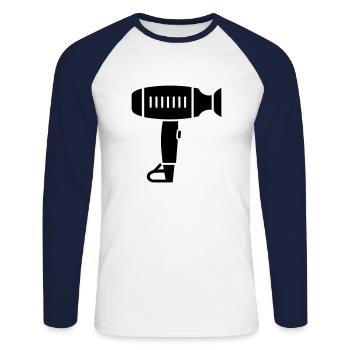 Seche cheveux - T-shirt baseball manches longues Homme - blanc/marine - Devant - Nik (191cm)