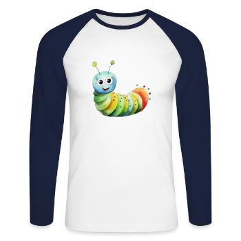Chenille classe classe animale chenille - T-shirt baseball manches longues Homme - blanc/marine - Devant - Nik (191cm)