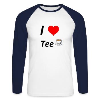 Tee - Unisex Baseballshirt langarm - Weiß/Navy - Vorne - Nik (191cm)