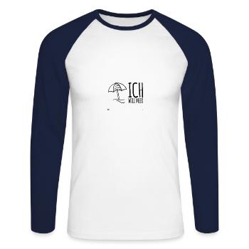 Ich will Meer - Unisex Baseballshirt langarm - Weiß/Navy - Vorne - Nik (191cm)