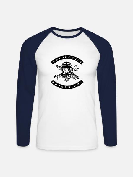 Motorrad enthusiast - Unisex Baseballshirt langarm - Weiß/Navy