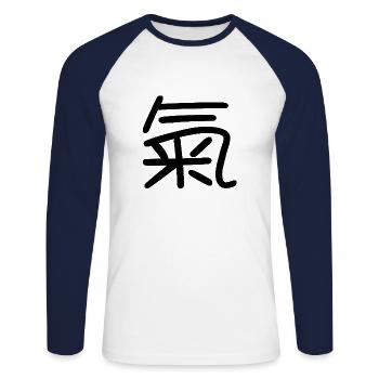 Caractères chinois Symbole chinois bla - T-shirt baseball manches longues Homme - blanc/marine - Devant - Nik (191cm)