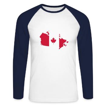 Canada - Unisex Long Sleeve Baseball T-Shirt - white/navy - Front - Nik (191cm)