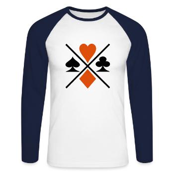 Playing cards poker - Unisex Long Sleeve Baseball T-Shirt - white/navy - Front - Nik (191cm)