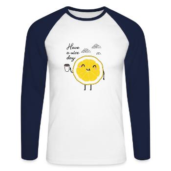 Zitrone und kaffee - Unisex Baseballshirt langarm - Weiß/Navy - Vorne - Nik (191cm)