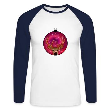 Rentier Weihnachten - Unisex Baseballshirt langarm - Weiß/Navy - Vorne - Nik (191cm)
