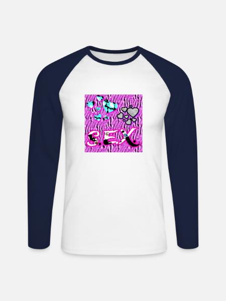 S.E.X. - Herzen - Unisex Baseballshirt langarm - Weiß/Navy