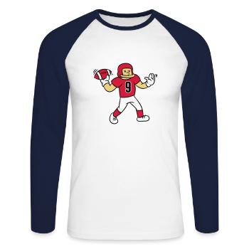 Joueur de - T-shirt baseball manches longues Homme - blanc/marine - Devant - Nik (191cm)