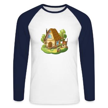 Fairytale house forge from farm - Unisex Long Sleeve Baseball T-Shirt - white/navy - Front - Nik (191cm)