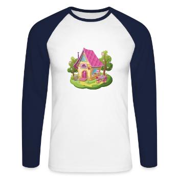 Märchen Haus Cafe Konditorei Bakery Pink pink - Unisex Long Sleeve Baseball T-Shirt - white/navy - Front - Nik (191cm)