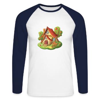 Fairytale House Apple Fruit Garden - Unisex Long Sleeve Baseball T-Shirt - white/navy - Front - Nik (191cm)