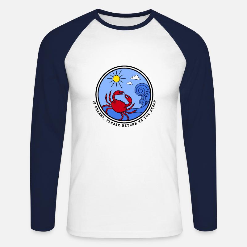 Krabbe und meer - Unisex Baseballshirt langarm - Weiß/Navy
