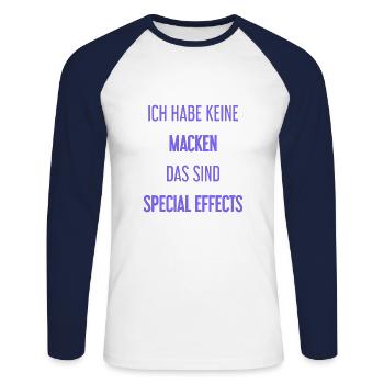 Keine Macken, nur Special Effects! - Unisex Baseballshirt langarm - Weiß/Navy - Vorne - Nik (191cm)