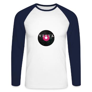 vinyle - T-shirt baseball manches longues Homme - blanc/marine - Devant - Nik (191cm)