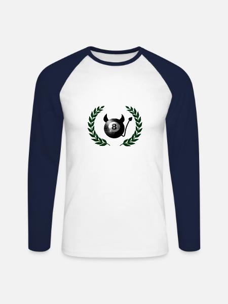 Billard - Unisex Baseballshirt langarm - Weiß/Navy