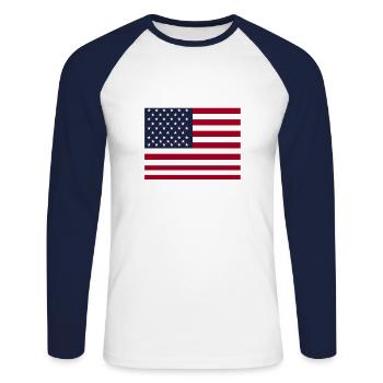 USA Flagge Amerika - Unisex Baseballshirt langarm - Weiß/Navy - Vorne - Nik (191cm)