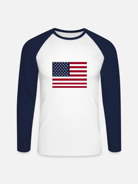USA Flagge Amerika - Unisex Baseballshirt langarm - Weiß/Navy