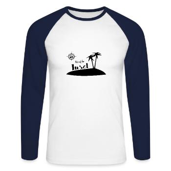 Ab auf die Insel - Unisex Baseballshirt langarm - Weiß/Navy - Vorne - Nik (191cm)