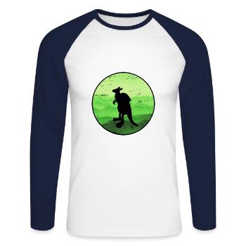 Känguru - Unisex Baseballshirt langarm - Weiß/Navy - Vorne - Nik (191cm)