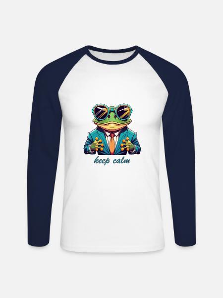 Cool Frog - Unisex Baseballshirt langarm - Weiß/Navy