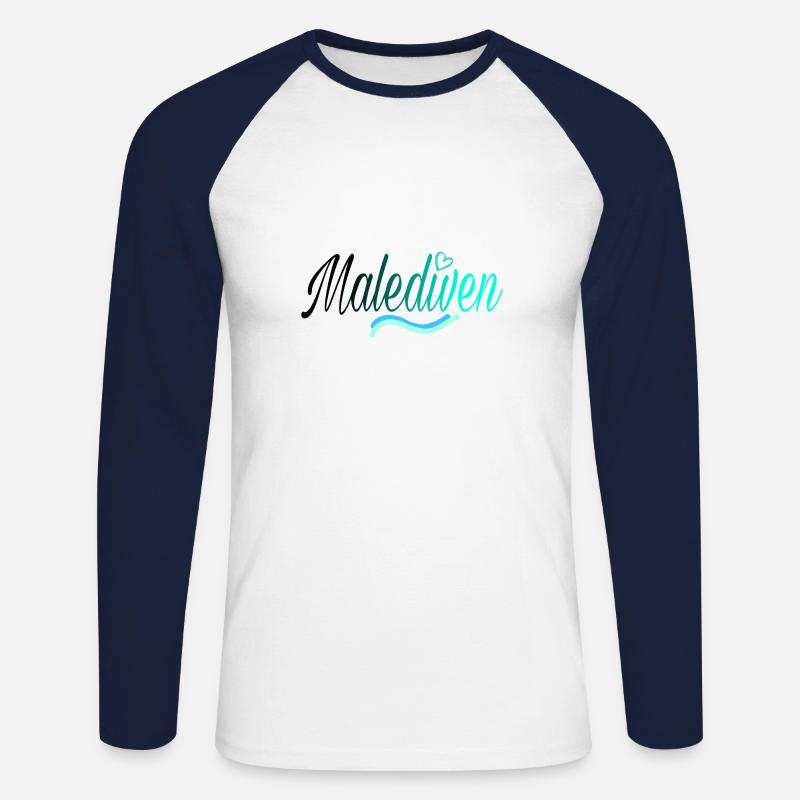 Malediven black - Unisex Baseballshirt langarm - Weiß/Navy