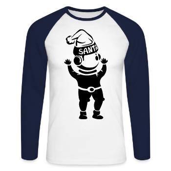 Astronaute Père Noël Symbole Logo icône Graphique - T-shirt baseball manches longues Homme - blanc/marine - Devant - Nik (191cm)