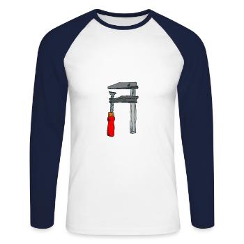 Werkzeug - Unisex Baseballshirt langarm - Weiß/Navy - Vorne - Nik (191cm)
